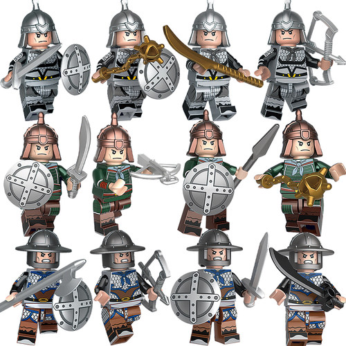 三国士兵人仔积木带武器