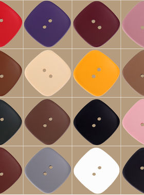 两眼方形彩色纽扣 黑色呢子大衣毛衣外套扣子 高档咖啡米色红色扣