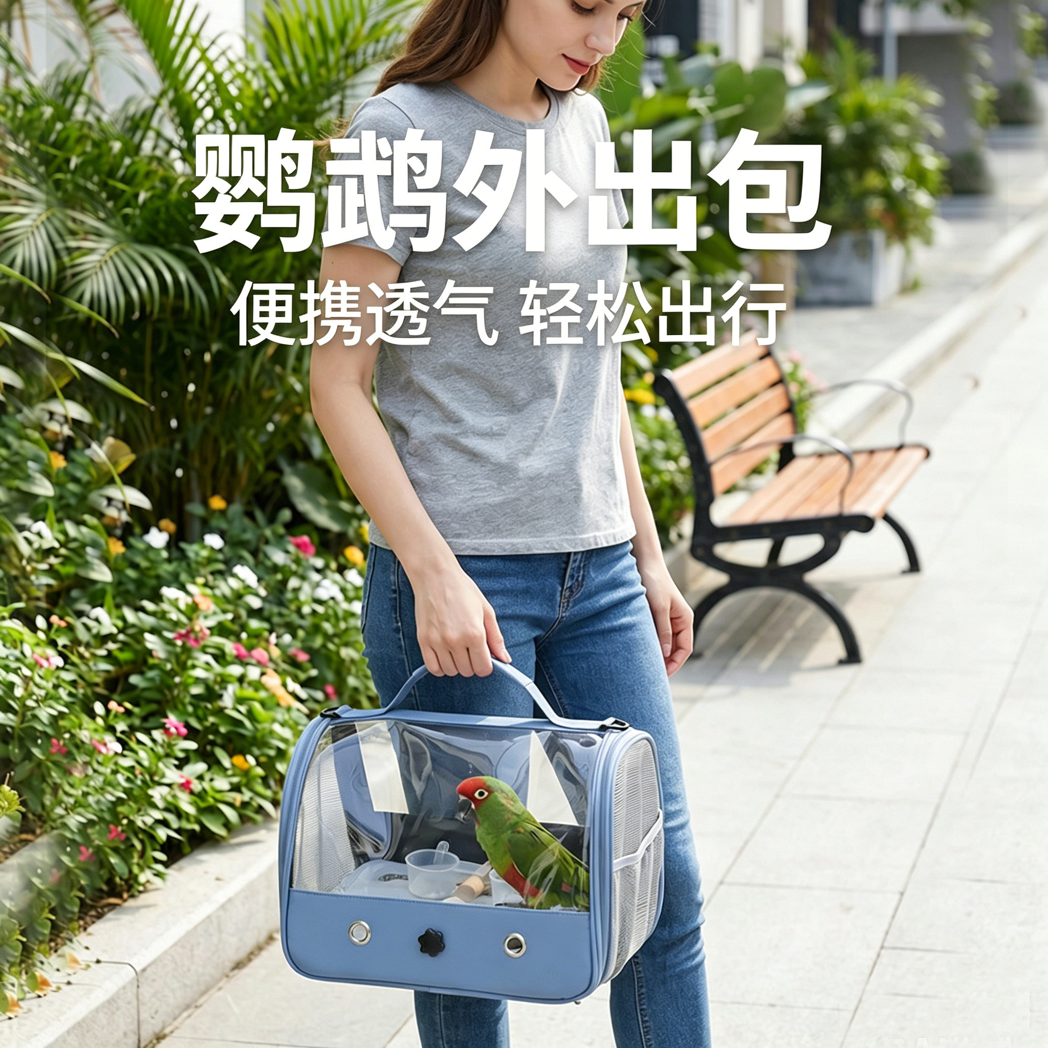 夏季鹦鹉外出笼便携外出笼中小型鹦鹉外出背包透明便携外带宠物包