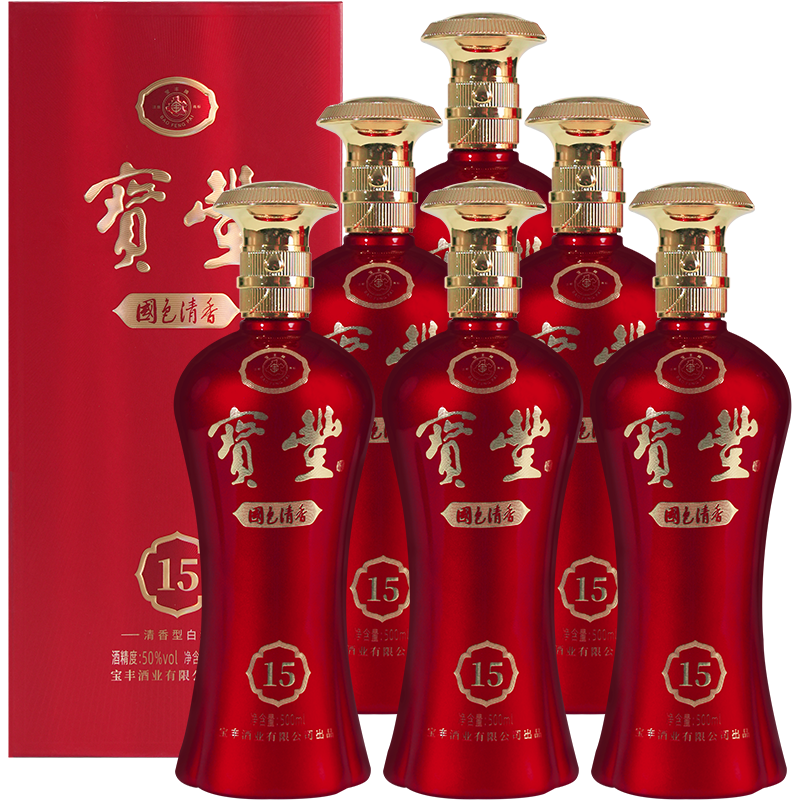 宝丰酒 50度清香型 陈坛15国色清香系列 国产白酒整箱500ml*6瓶