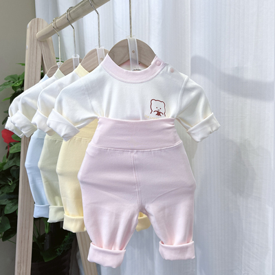 20309款加厚婴儿A类秋衣新生儿肩开高打底肚秋衣裤舒绒分体秋冬