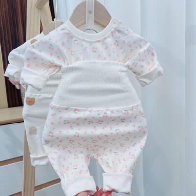 宝宝纯棉A类春秋33002婴幼儿百搭清新高腰护肚秋衣秋裤分体套装