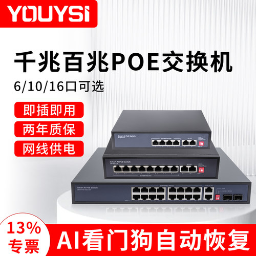 优逸思POE监控交换机48V国标