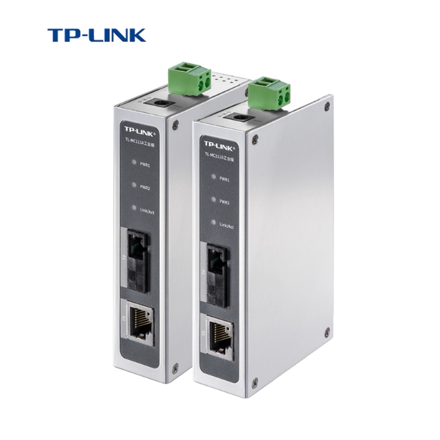 普联TP-LINK TL-MC111A工业级百兆单模单纤光纤工业收发器tplink光电转换器模块SC接口1光4电20公里 MC114B