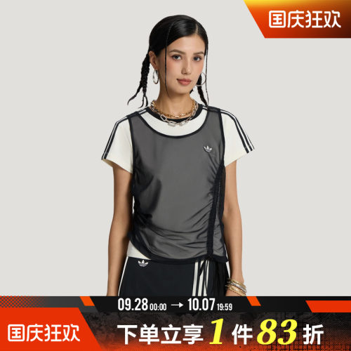 adidas阿迪达斯三叶草女子CALI TEE W舒适运动休闲短袖T恤LF2341