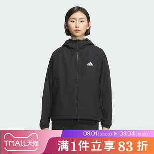 adidas阿迪达斯女子运动训练休闲梭织连帽夹克外套KC0054