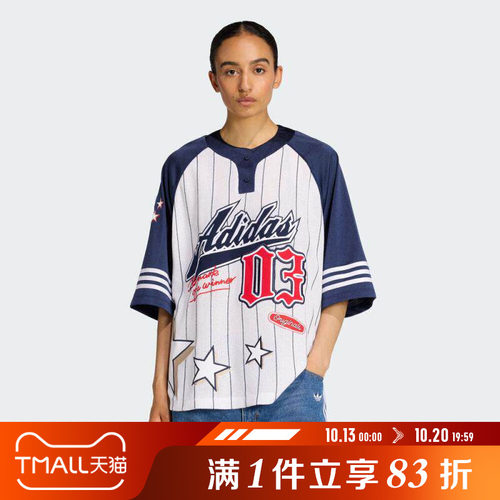 adidas阿迪达斯三叶草女子复古运动休闲条纹短袖T恤KC6288