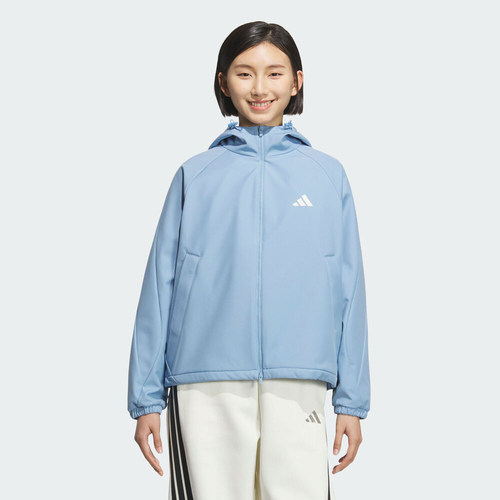 adidas阿迪达斯女子运动训练休闲梭织连帽夹克外套KC0087
