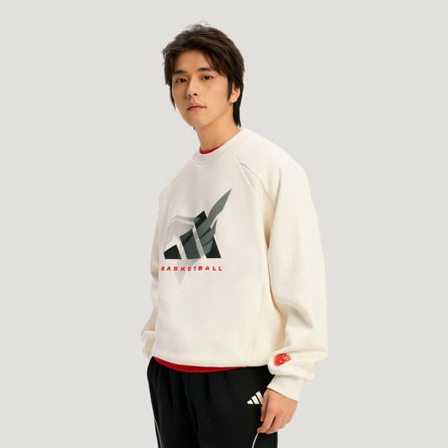 adidas阿迪达斯男子篮球运动训练休闲针织连帽套头衫卫衣KT0625