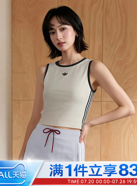 adidas阿迪达斯三叶草女子3S PADDED TANK修身针织运动背心LF4596