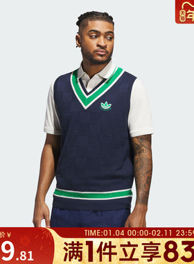 adidas阿迪达斯三叶草男子高尔夫运动复古休闲毛衣背心JN9736