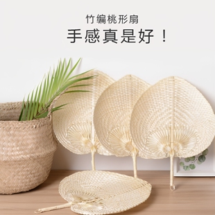 竹编扇子手工编织夏天纳凉家用老式散热神器蒲草扇表演田园复古风