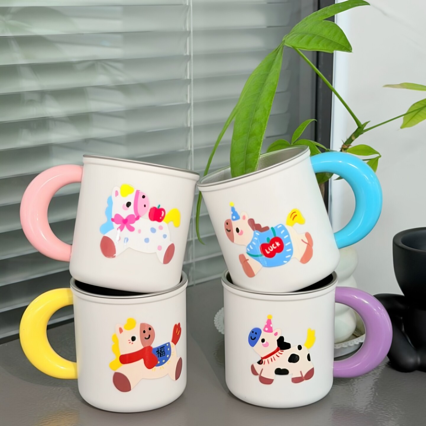 316不锈钢儿童漱口杯防霉抗菌可爱刷牙杯带手柄家用洗漱杯子防摔