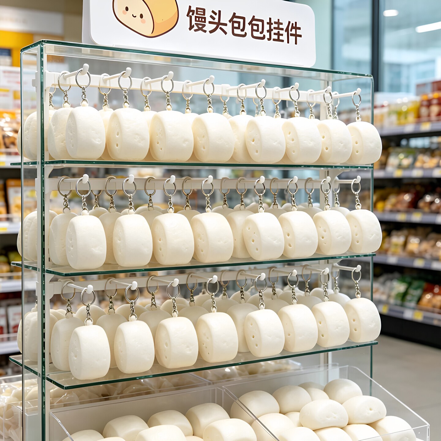 仿真馒头包PVC钥匙扣食玩挂件