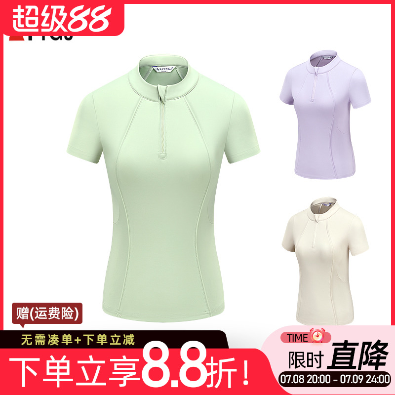 夏新款高尔夫球女速干短袖跑步健身透气网球羽毛球瑜伽运动T恤衫