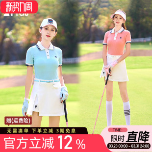 裙子运动球衣服套装 高尔夫球女士短袖 白蓝桔色短裤 修身 T恤POLO衫