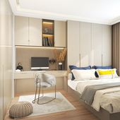 百得胜贝加尔儿童房衣柜定制整体书房榻榻米床水漆衣柜一体儿童床