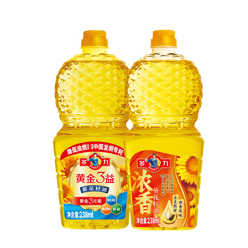 【天猫U先】多力黄金三益葵花籽油238ml+浓香葵花籽油238m食用油,粮油调味/速食/干货/烘焙,葵花籽油,淘宝优惠券,粉丝福利购,淘宝优惠卷