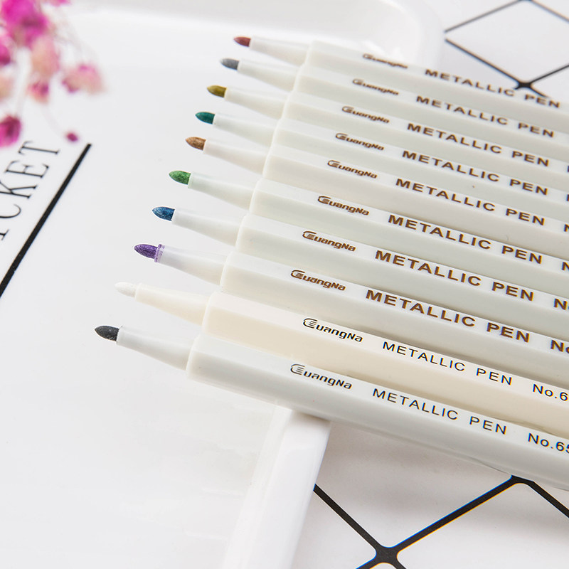 diy相册笔相片照片涂鸦笔黑卡纸广纳10色金属色彩色记号笔油漆笔