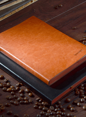 博文bowen皮面笔记本记事本150张550/551/552商务笔记本喷边设计软皮面A5双层皮对表日记本办公学生文具用品