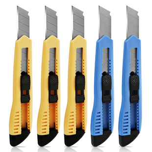 手动锁定小号快递小刀金属伸缩刀钛合金拆纸刀 附折刀器 得力2003大号美工刀18mm手工刀 裁纸刀