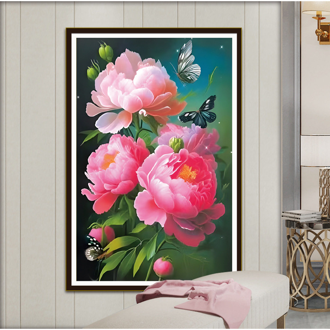 红色牡丹十字绣2026新款线绣客厅小件蝶舞玄关卧室手工自己刺绣线