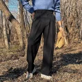 Concealed Button Elastic Waist Trousers - Black