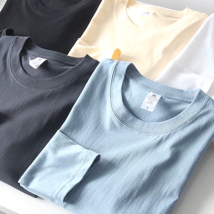 欧货精梳棉t恤男圆领修身长袖内搭打底衫基础百搭净版运动上衣潮