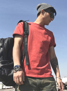 重磅纯棉短袖t恤男美式西海岸复古宽松上衣vibe风cityboy半袖体恤