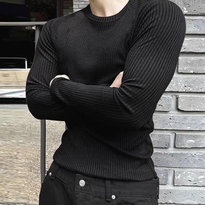 华夫格提花卫衣男高级感修身长袖