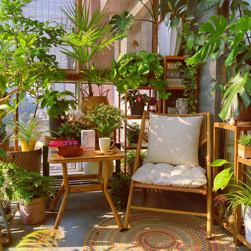 折叠椅大人阳台家用休闲 单人晒太阳网红懒人藤编躺椅户外桌椅组