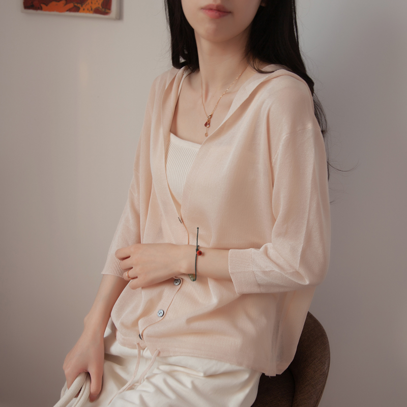 春季新款女装七分袖外套短款韩版连帽空调衫防晒衣宽松开衫薄|ruв категории Женская одежда, шерстяной свитер - от Buy2taobao.com для оказания профессиональной услуги покупки агента Taobao