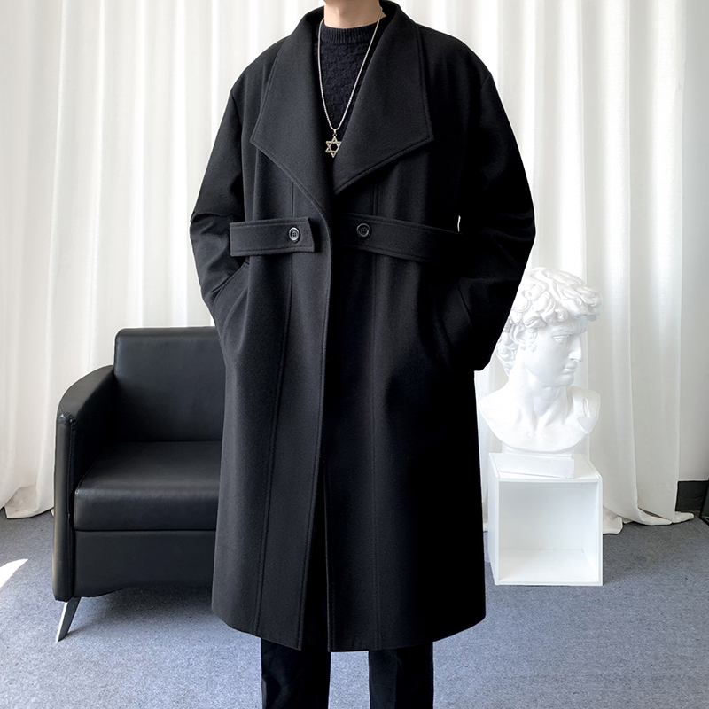 HEMBOUG/恒柏 极简风廓形风衣男中长款翻领双排扣高级感痞帅外套