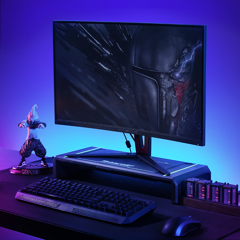 雷神g101 rgb炫光显示器电竞架底座屏幕架子桌面收纳台式电脑桌带