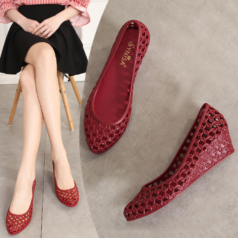 2021新款凉鞋女夏坡跟塑料沙滩鞋