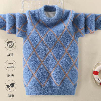 冬季男童水貂绒加绒加厚毛衣