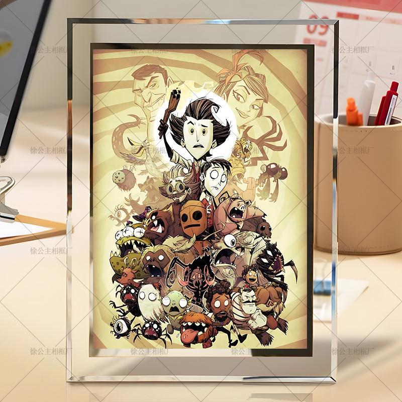 饥荒周边定制桌面摆件水晶玻璃相框宿舍横竖diy立体摆台挂画装饰图片