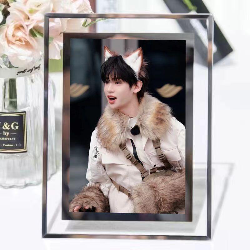 黄明昊justin签名照片水晶相框周边同款摆台女朋友定制生日礼物品