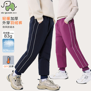 运动一体棉裤 象老大儿童羽绒裤 外穿白鸭绒加厚中大童男童女童时尚