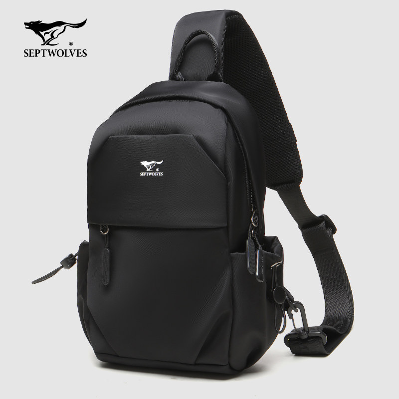 七匹狼胸包男士斜挎包尼龙布挎肩包单肩包休闲时尚背包潮牌斜挂包