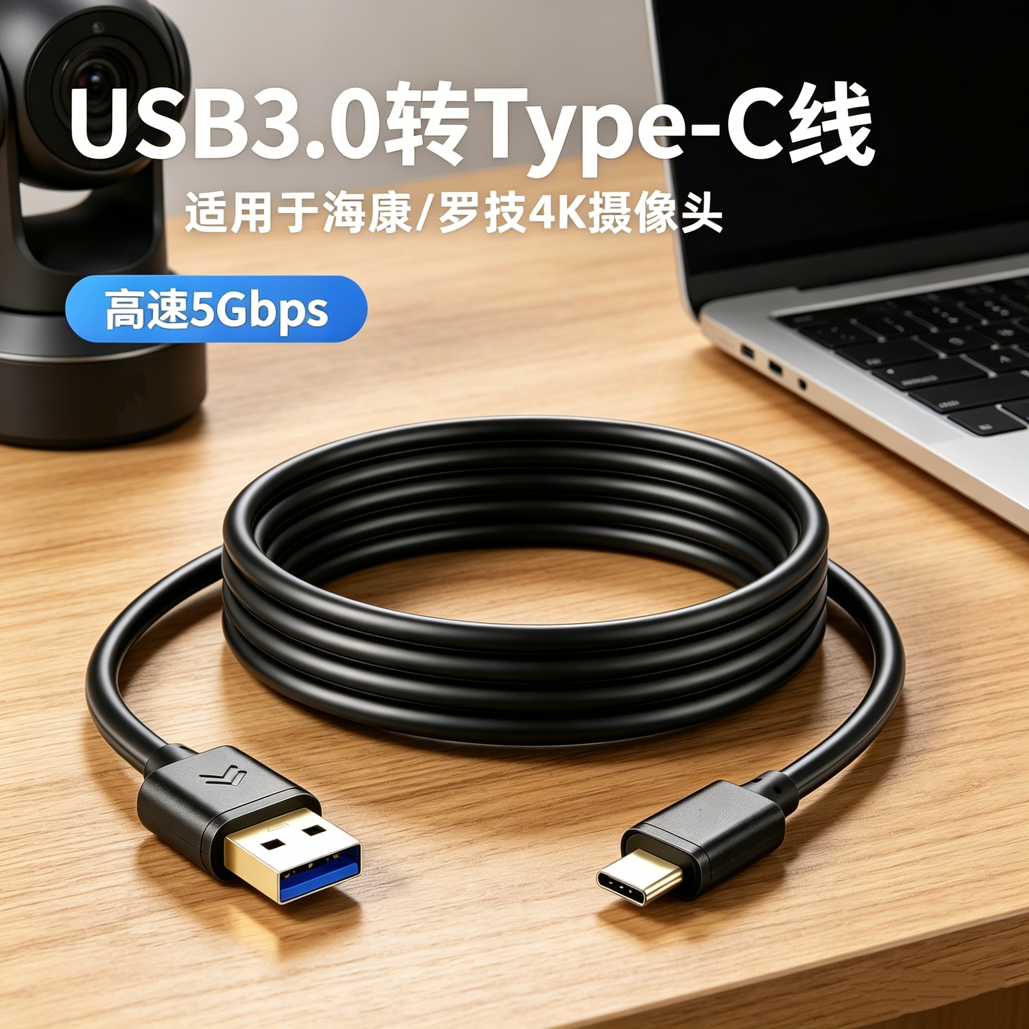 适用于ZED 2i双目立体相机连接电脑线深度实感摄像头USB转typec线 - 实物图
