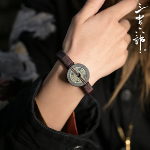 三省六部【万周全】新中式国风手工牛皮编织道家五帝钱手串手链