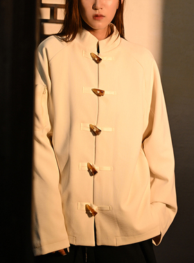 三省六部·刑部【卜算子】秋季新中式休闲华夫格情侣款牛角扣唐装