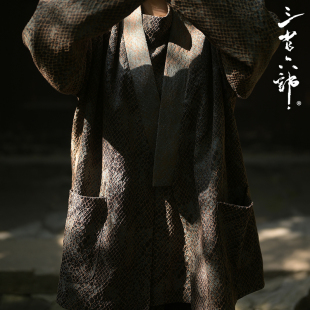 新中式 三省六部 汉服道袍 中国风蟒纹提花男女情侣款 法披 将军