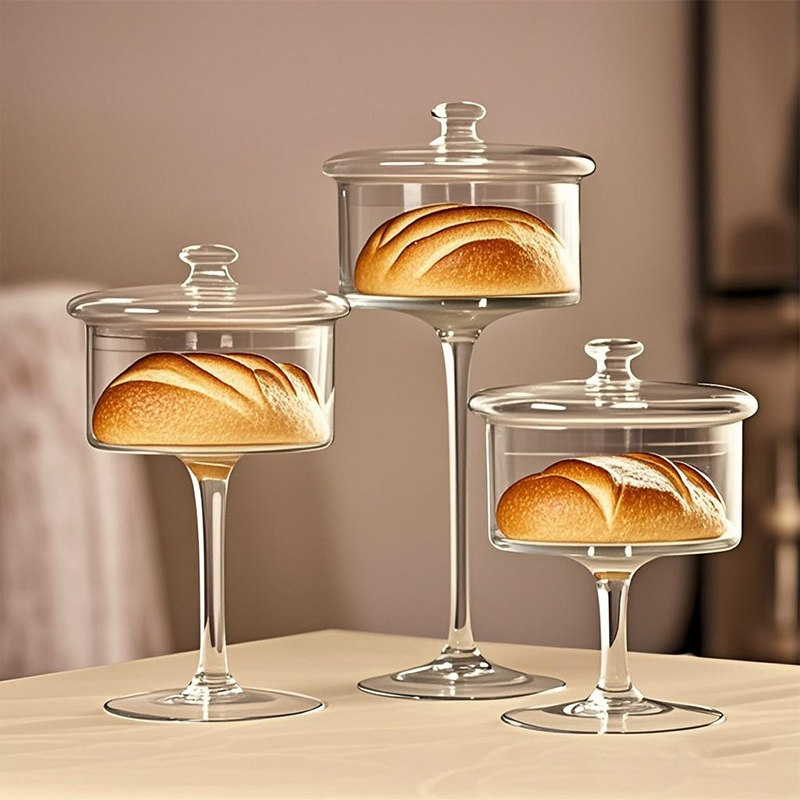 欧式玻璃蛋糕罩透明糖果水果托盘高脚甜品台展示架婚庆零食品摆件