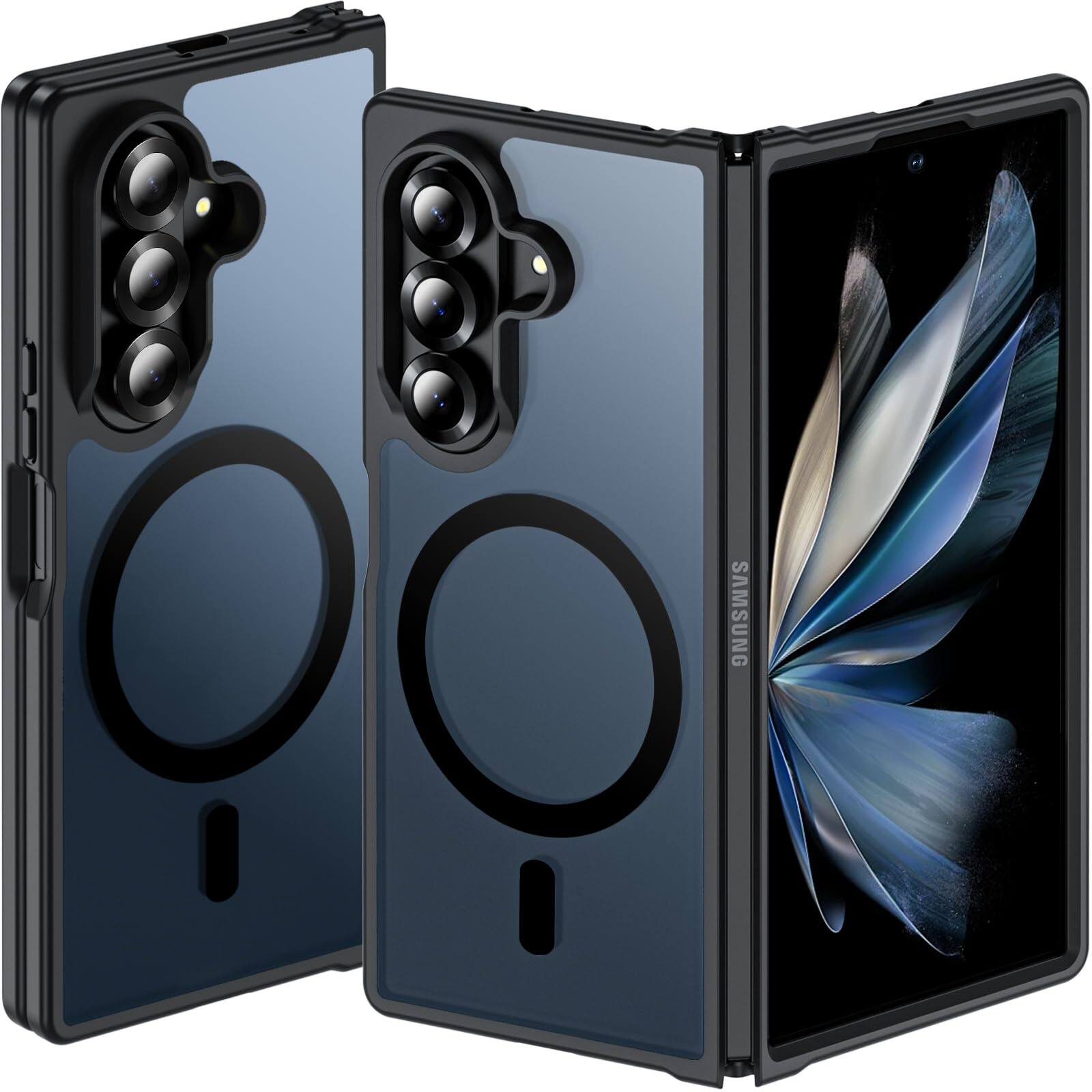 适用三星Samsung Galaxy Z Fold 8/7/6/5折叠屏手机壳肤感磨砂气囊防摔强力磁吸充电透明全包防指纹保护套