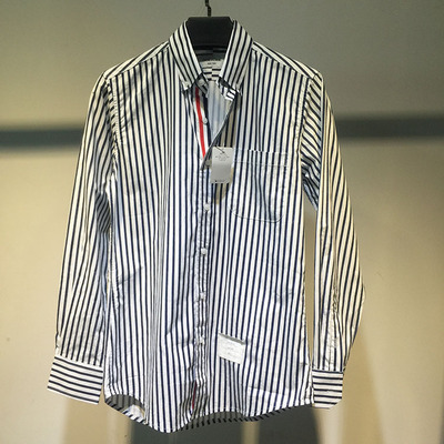 tb代购新款蓝条纹秋冬季府绸衬衫