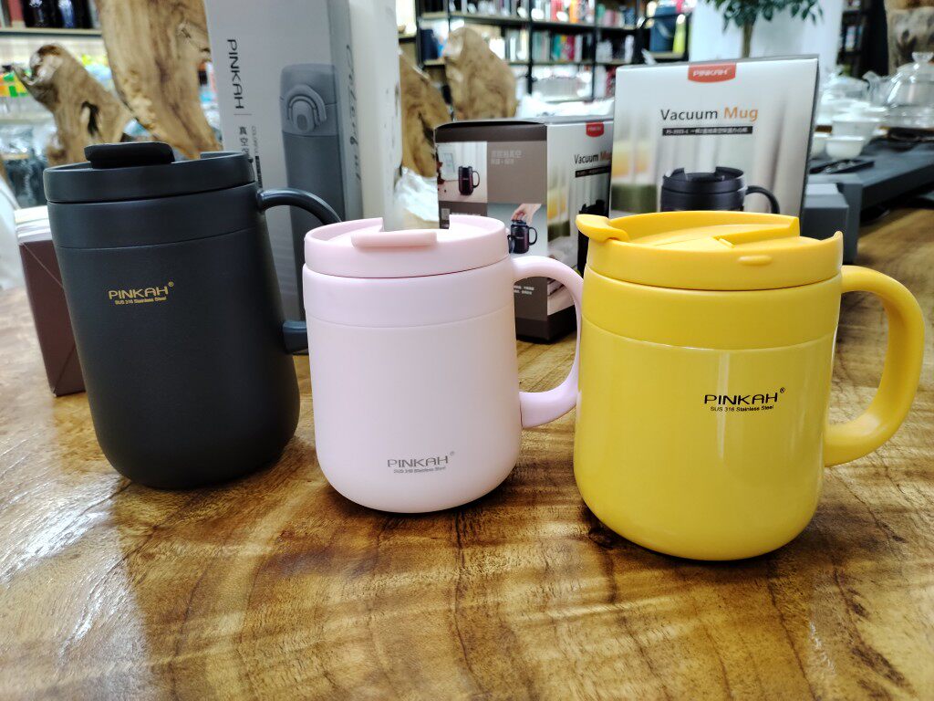 品家家品304办公室保温杯带手柄马克杯手把咖啡水杯商务简约带盖