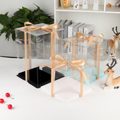 渐变蛋糕盒透明加高生日蛋糕盒子烘焙包装 6寸8寸10寸12寸单层双层