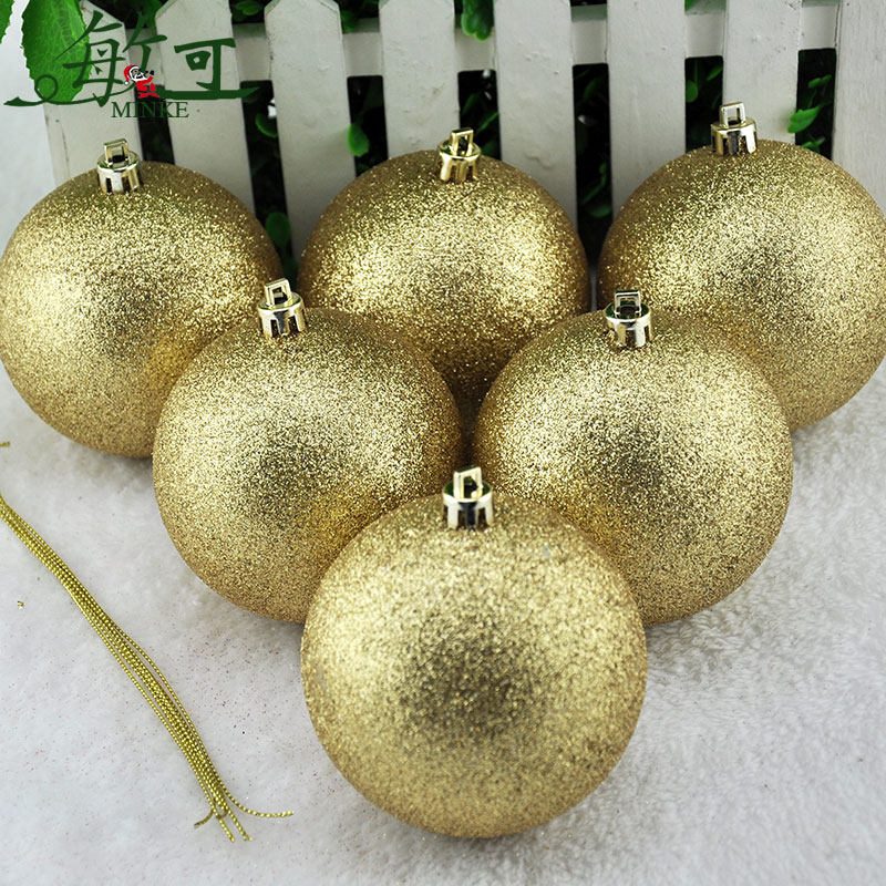 敏可 圣诞节树装饰球  6cm闪粉球金色 橱窗布置圣诞球 特价